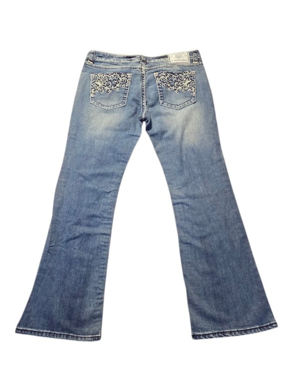 Iron Horse Jeans Womens Size 12 Bootcut Embroidered Rhinestone Flap Pocket Denim